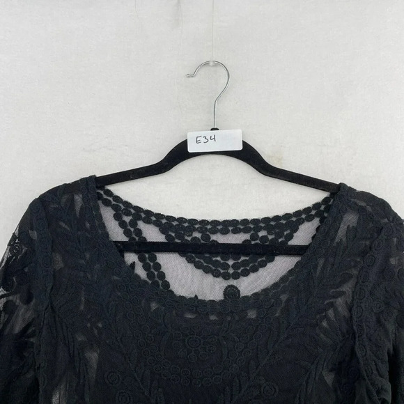Express Dress Women's Sz Small Solid Black Lace Lined Scoop Neckline Embroidered - Picture 13 of 13